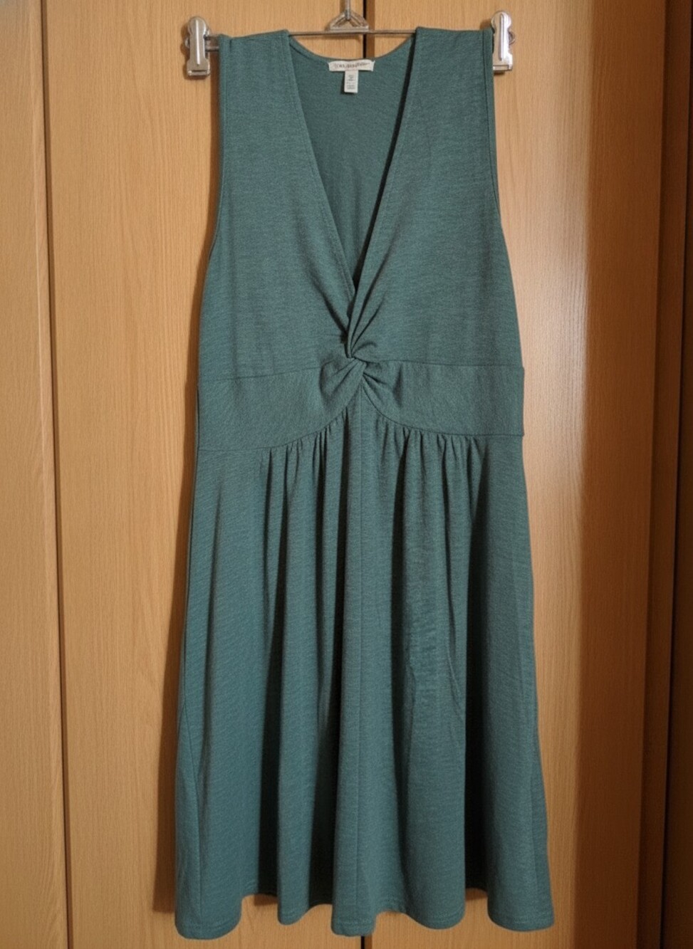 Green Twist Front Summer Dress Sleeveless Size M